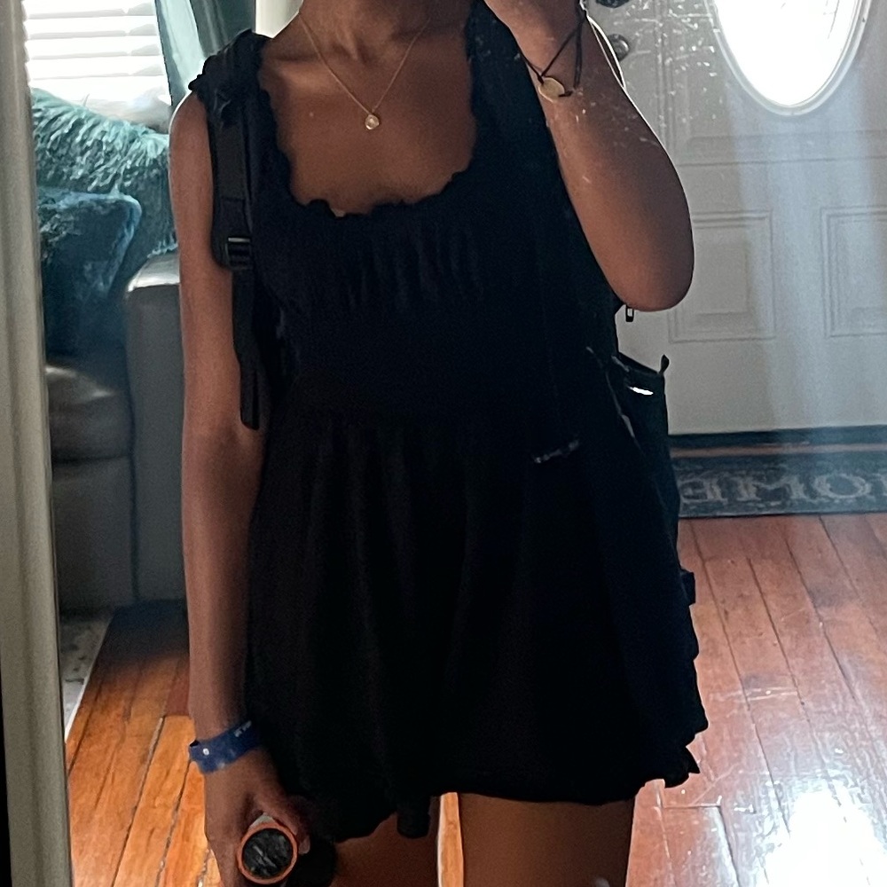 black urban outfitters mini ruffle romper